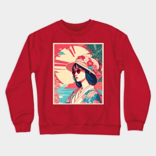 Retro summer vibes by the beach Crewneck Sweatshirt